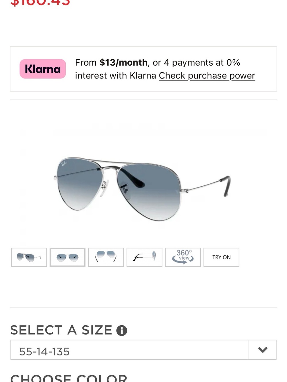 Ray-Ban Silver Frame Aviator Sunglasses with Light Blue Gradient Lenses